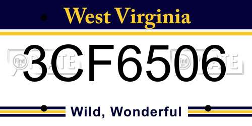 3CF6506 West Virginia License Plate
