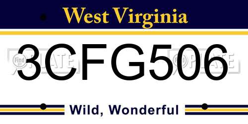3CFG506 West Virginia License Plate