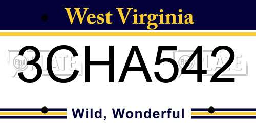 3CHA542 West Virginia License Plate
