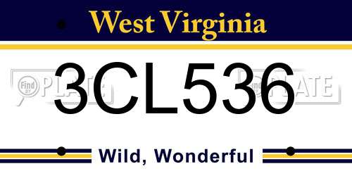 3CL536 West Virginia License Plate