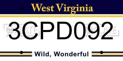3CPD092 West Virginia License Plate