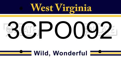 3CPO092 West Virginia License Plate