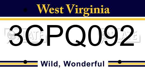 3CPQ092 West Virginia License Plate