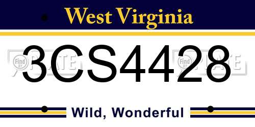 3CS4428 West Virginia License Plate