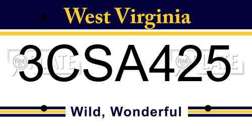 3CSA425 West Virginia License Plate