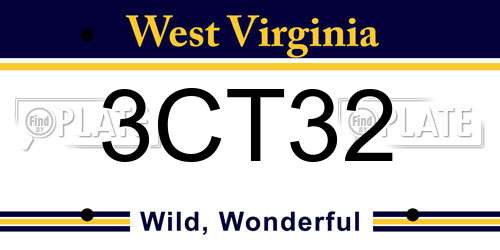 3CT32 West Virginia License Plate