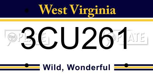 3CU261 West Virginia License Plate