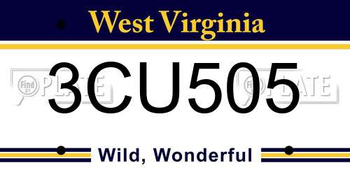 3CU505 West Virginia License Plate
