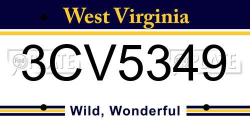 3CV5349 West Virginia License Plate