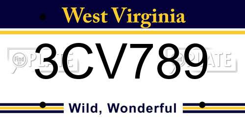 3CV789 West Virginia License Plate