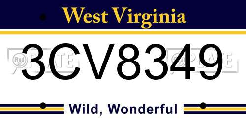 3CV8349 West Virginia License Plate