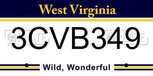 3CVB349 West Virginia License Plate
