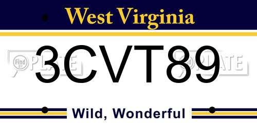 3CVT89 West Virginia License Plate