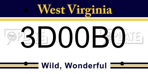 3D00B0 West Virginia License Plate