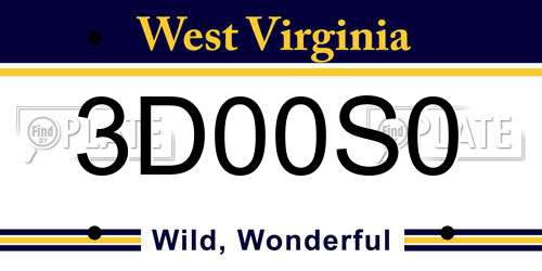3D00S0 West Virginia License Plate