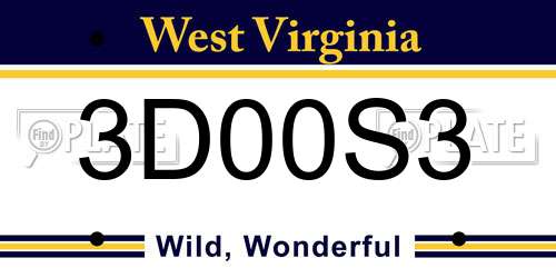 3D00S3 West Virginia License Plate
