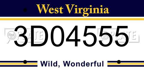 3D04555 West Virginia License Plate