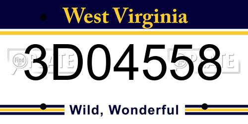 3D04558 West Virginia License Plate