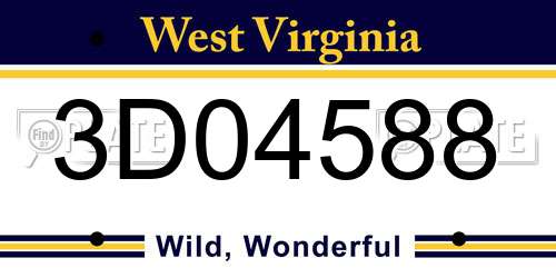 3D04588 West Virginia License Plate