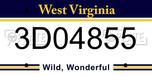 3D04855 West Virginia License Plate