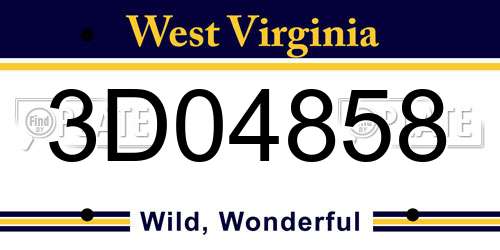 3D04858 West Virginia License Plate