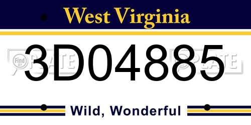 3D04885 West Virginia License Plate