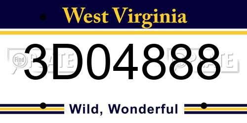 3D04888 West Virginia License Plate