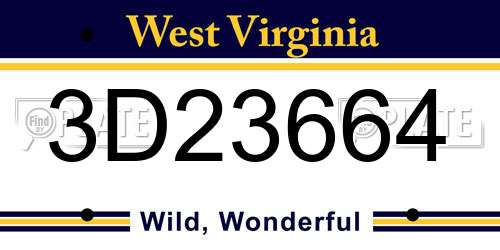 3D23664 West Virginia License Plate