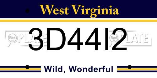 3D44I2 West Virginia License Plate