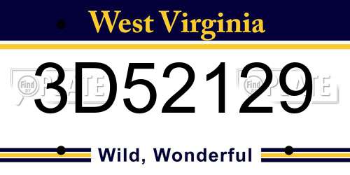 3D52129 West Virginia License Plate