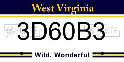3D60B3 West Virginia License Plate
