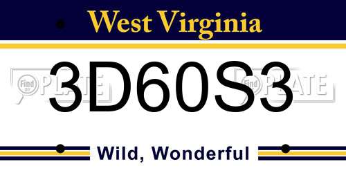 3D60S3 West Virginia License Plate