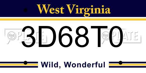 3D68T0 West Virginia License Plate