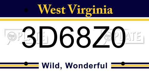 3D68Z0 West Virginia License Plate