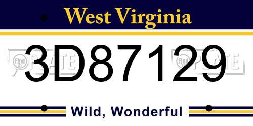 3D87129 West Virginia License Plate
