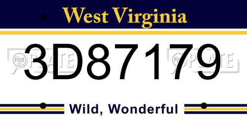3D87179 West Virginia License Plate