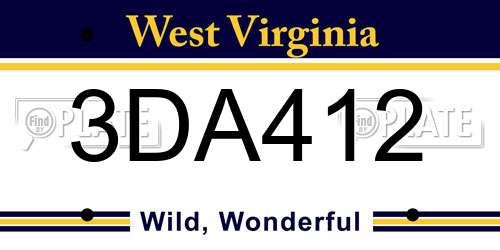 3DA412 West Virginia License Plate