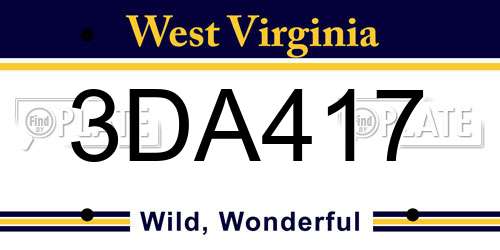 3DA417 West Virginia License Plate