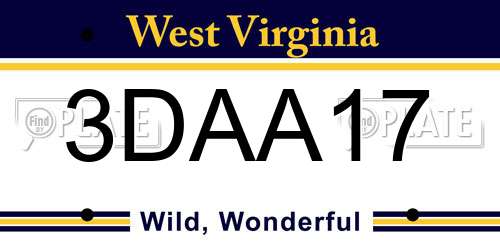 3DAA17 West Virginia License Plate