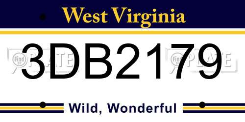 3DB2179 West Virginia License Plate