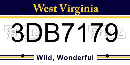 3DB7179 West Virginia License Plate