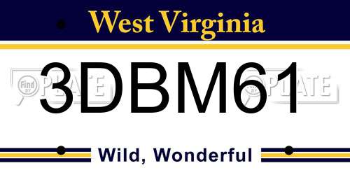 3DBM61 West Virginia License Plate