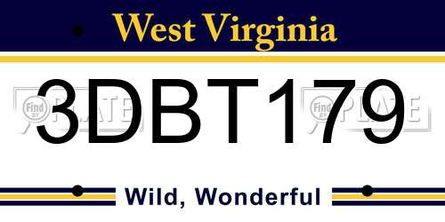 3DBT179 West Virginia License Plate