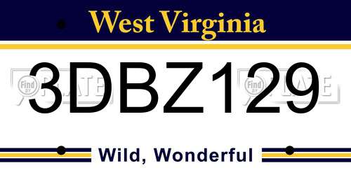 3DBZ129 West Virginia License Plate