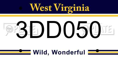 3DD050 West Virginia License Plate
