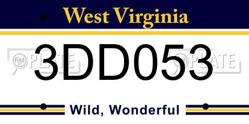 3DD053 West Virginia License Plate