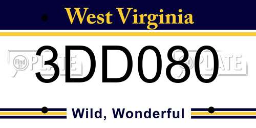 3DD080 West Virginia License Plate