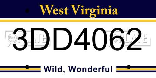 3DD4062 West Virginia License Plate