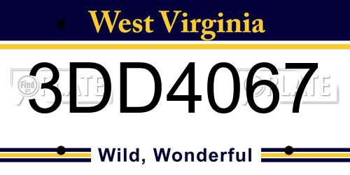 3DD4067 West Virginia License Plate