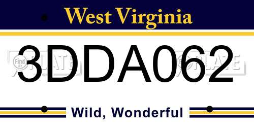 3DDA062 West Virginia License Plate